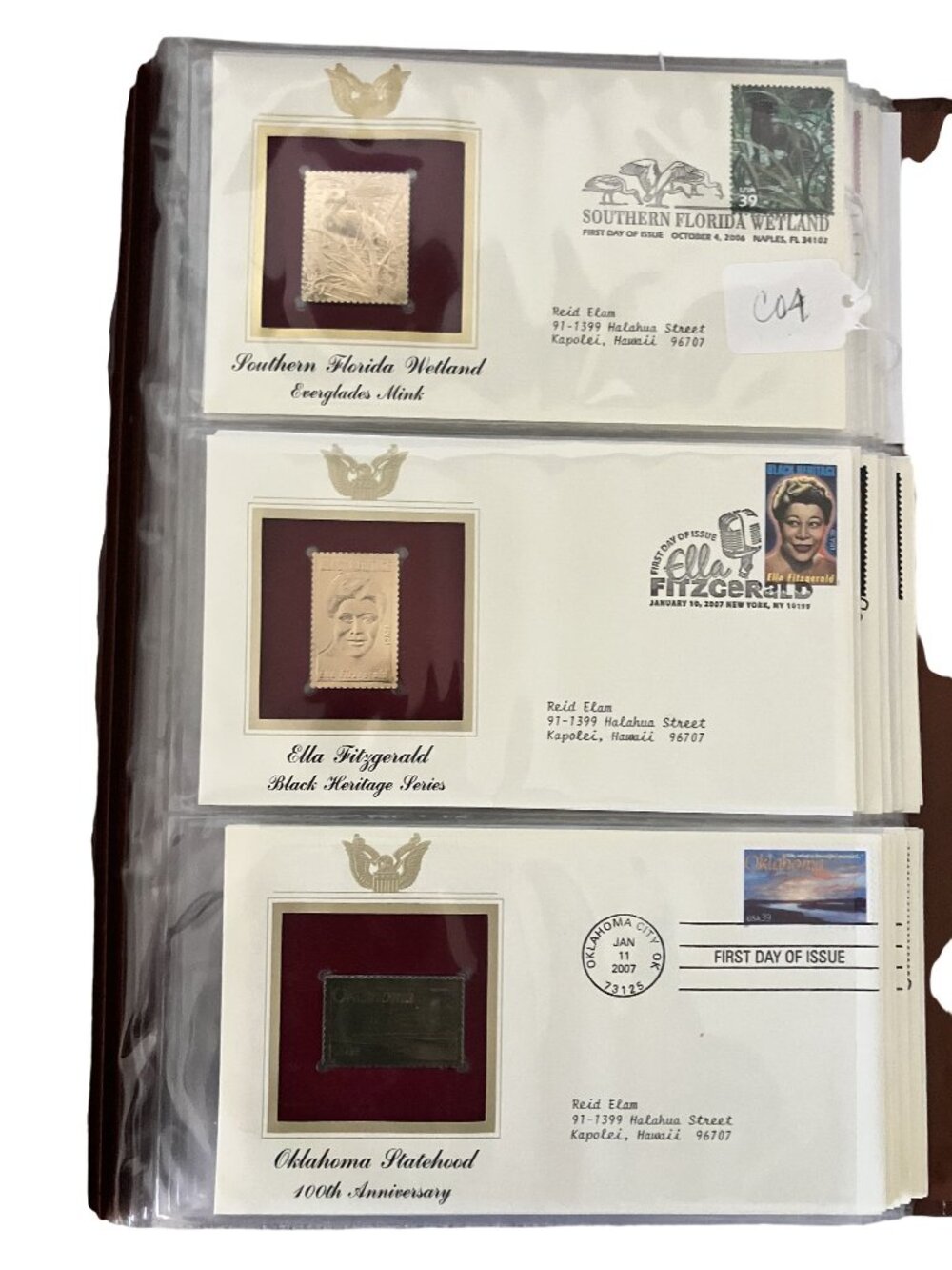 First Day Of Issue Gold Replica Stamp Set